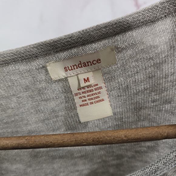 Sundance Sweater Women Medium Gray White Merino Wool Verina Drop Shoulder - Picture 3 of 9